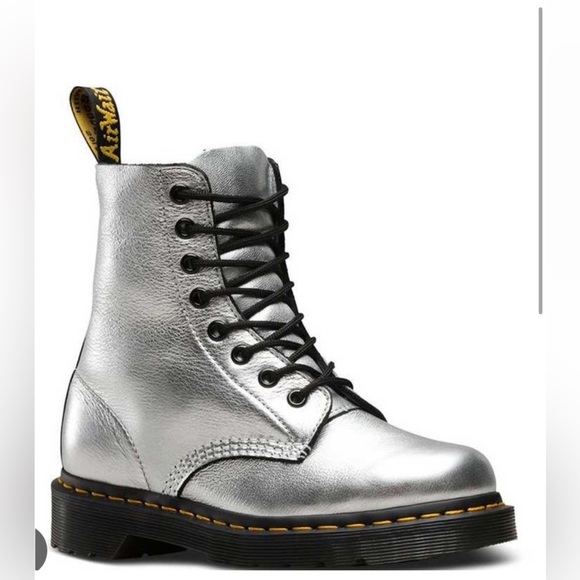 Dr. Martens Silver and Black Combat Boots - Picture 6 of 6